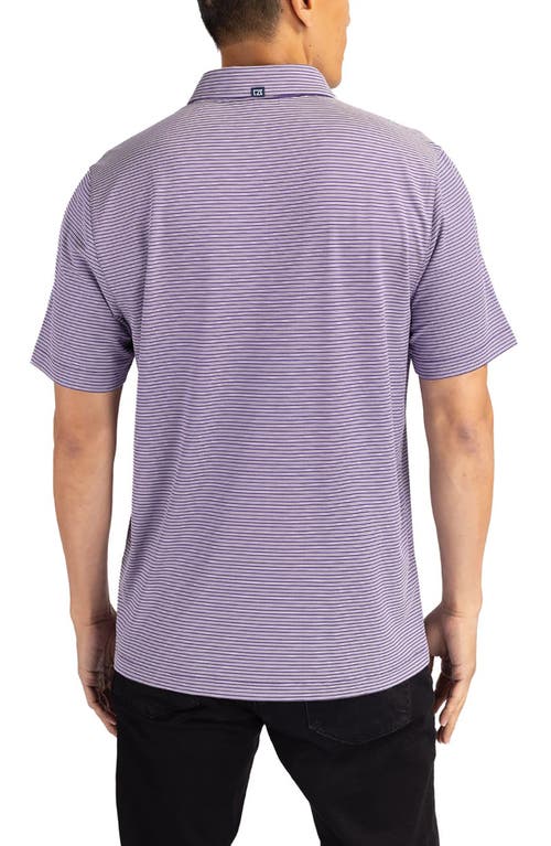 Shop Cutter & Buck Double Stripe Performance Recycled Polyester Polo In College Purple/white