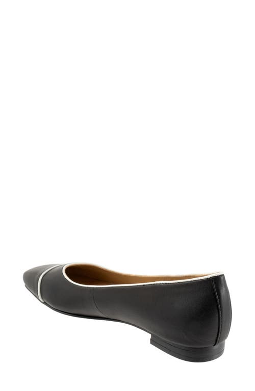 Trotters Harbor Cap Toe Flat In Black/ White