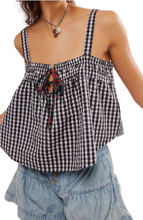 Free People Picnic Party Cotton Gingham Camisole Black Combo at Nordstrom,