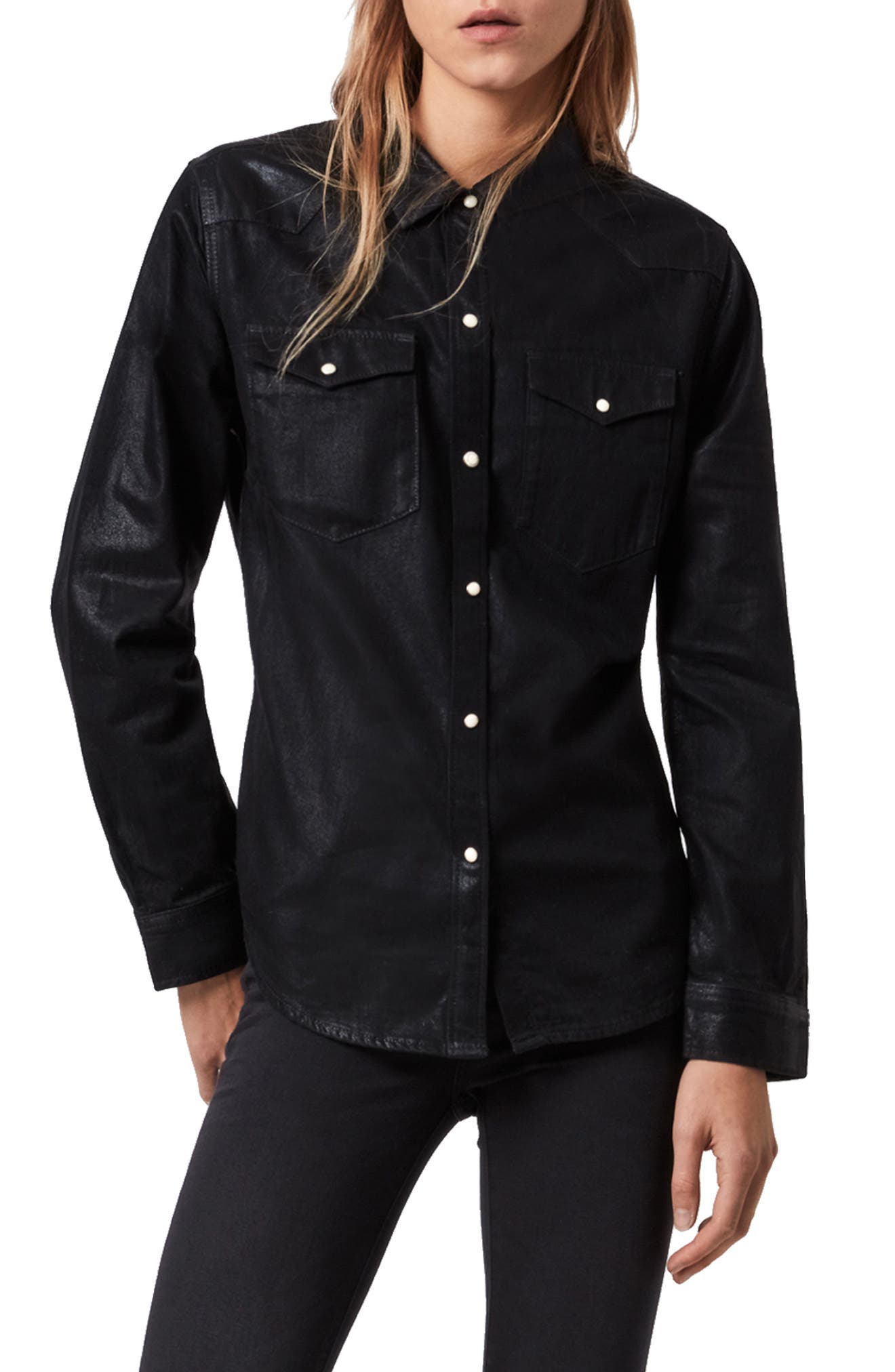 black denim shirt womens