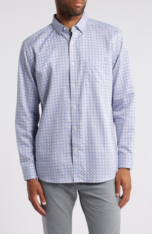 Johnston & Murphy Tile Print Button-up Shirt In Light Blue