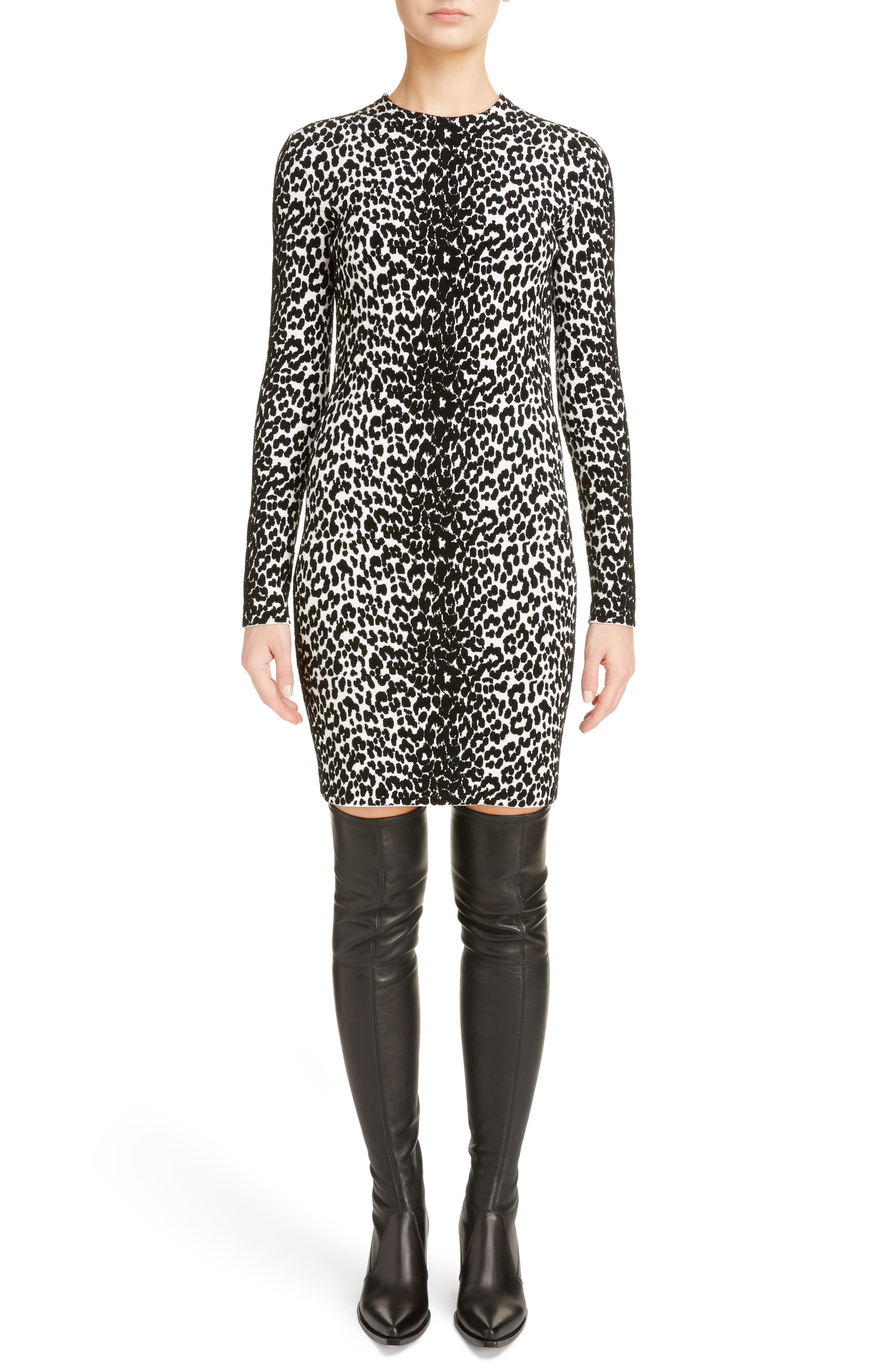 Givenchy Leopard Jacquard Body-Con Dress, Black
