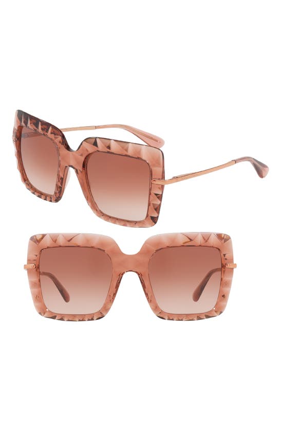 Dolce & Gabbana 51mm Square Faceted Sunglasses In Pink Gradient