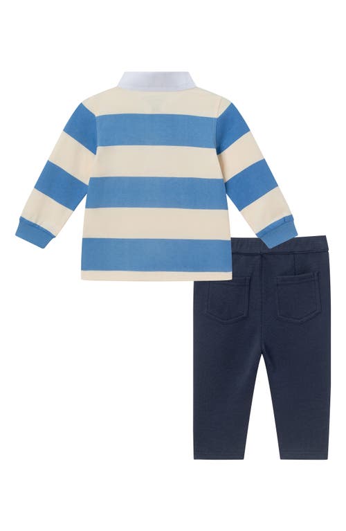 Shop Andy & Evan Stripe Rugby Shirt & Pants Set In Blue