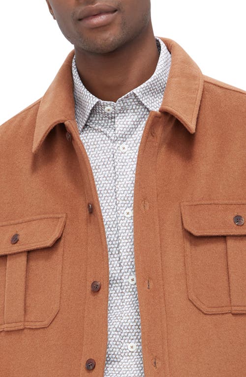 Shop Bugatchi Wool Blend Shirt Jacket In Cinnamon