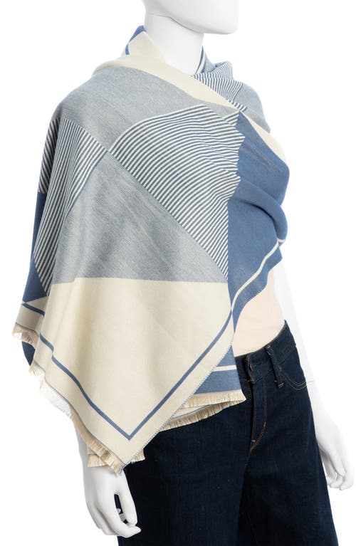 Saachi Mosaic Reversible Scarf In Blue/cream