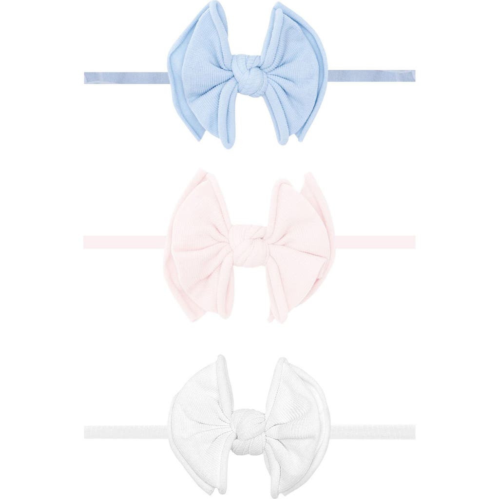 Baby Bling 3-pack Baby Fab Skinny Bow Headbands In Blue Ballet