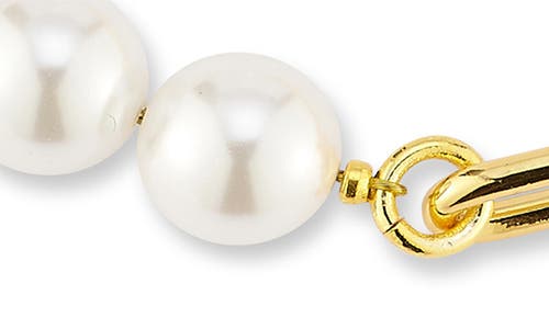 Chloe & Madison Chloe And Madison 8mm Cultured Pearl & Stirrup Link Bracelet In Gold