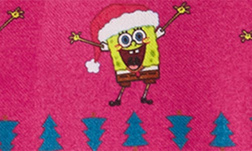 Shop Andy & Evan Kids' Spongebob Squarepants™ Glitter Fair Isle Flannel Two-piece Pajamas In Pink