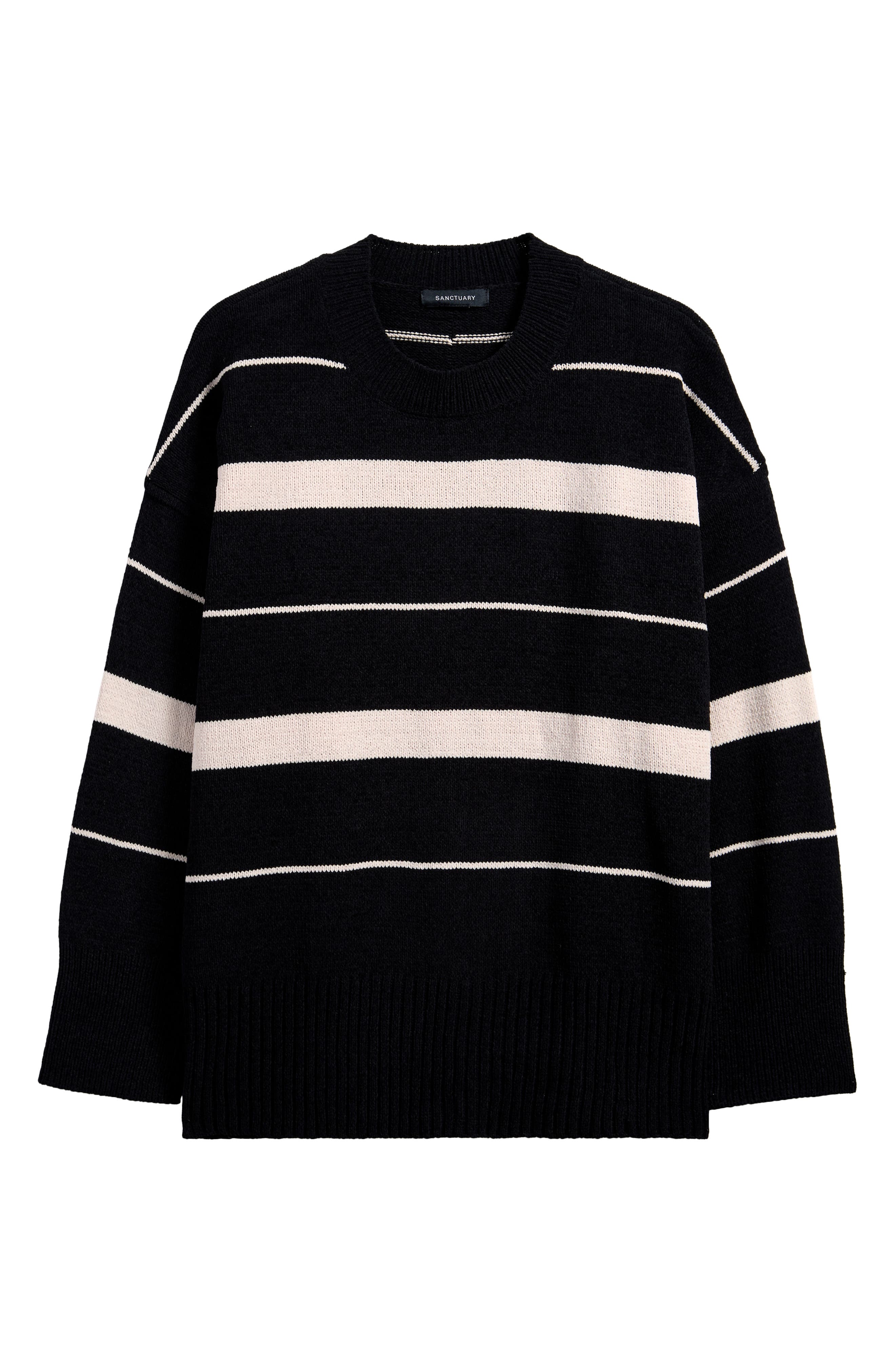 Sanctuary Modern Stripe Tunic Sweater in Black 