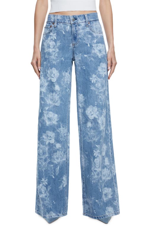 Shop Alice And Olivia Alice + Olivia Trish Low Rise Wide Leg Jeans In Lotus Floral