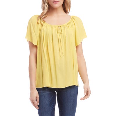 Karen Kane Flutter Sleeve Blouse, Yellow