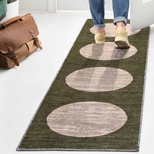 Jonathan Y Cirkel Minimalist Geometric Dot Machine-washable Area Rug In Green/cream