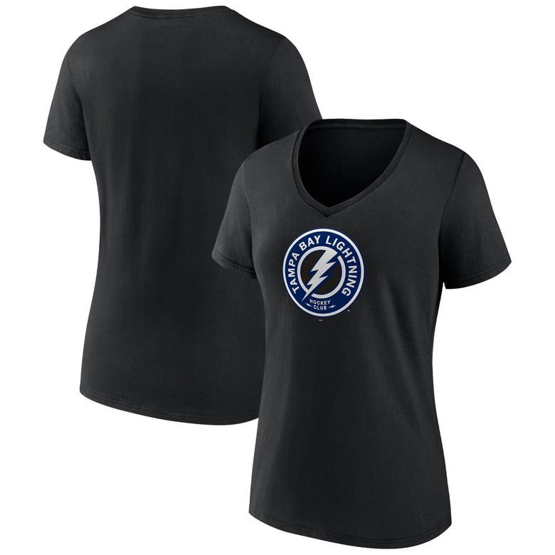 Shop Fanatics Branded  Black Tampa Bay Lightning Alternate Logo V-neck T-shirt
