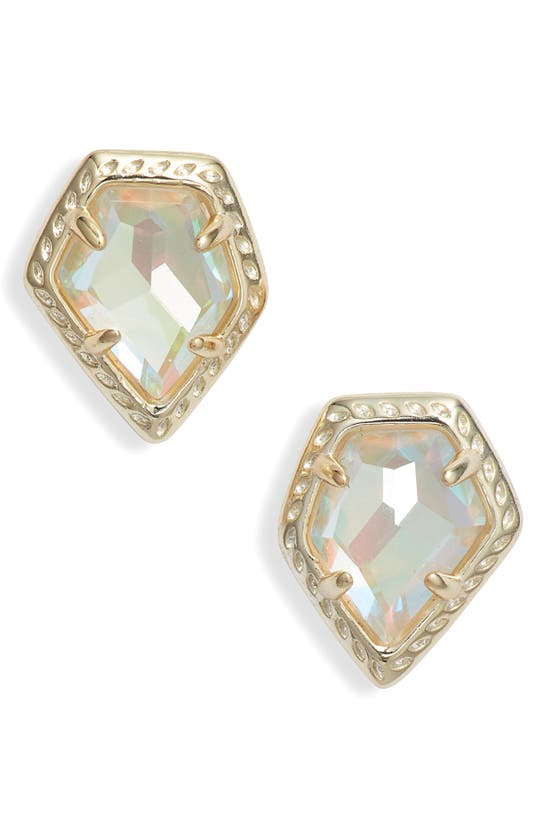 Shop Kendra Scott Tessa Framed Stud Earrings In Gold/ Dichroic Glass