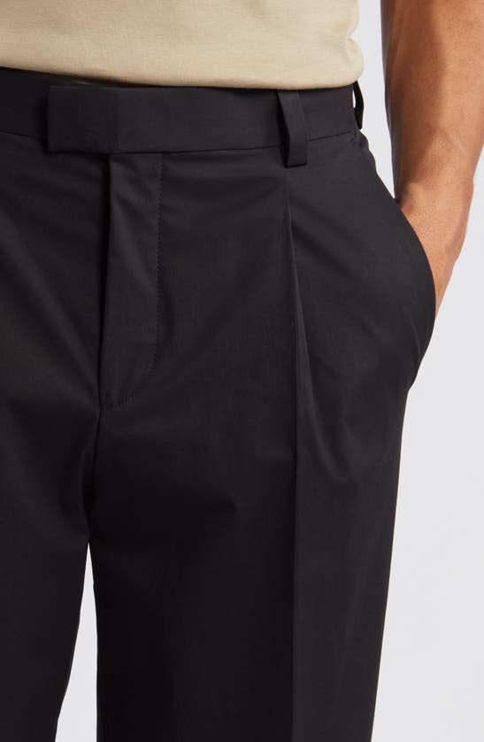 Shop Hugo Boss Hugo Theodor Pleated Stretch Cotton Pants In Black