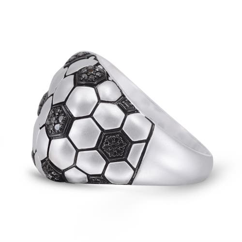 Shop Luvmyjewelry Soccer Football Silver & Black Diamond Statement Men Ring