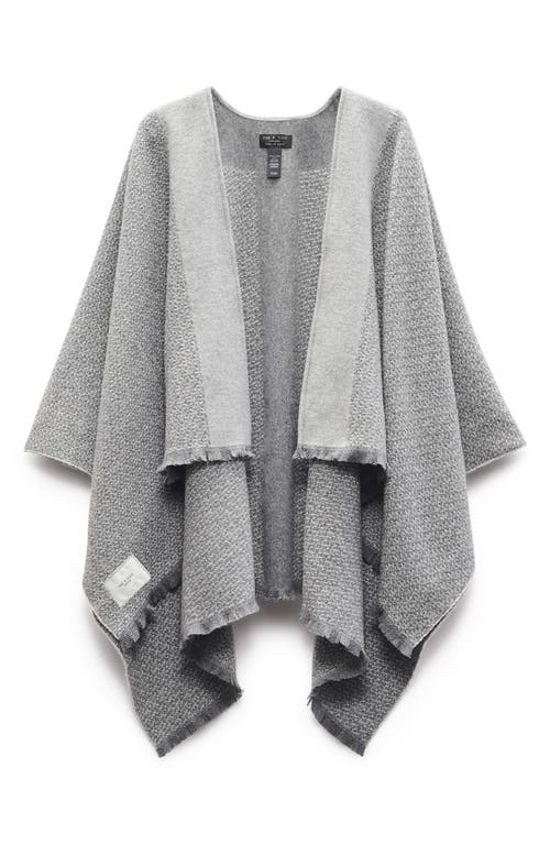 Shop Rag & Bone Joni Wool Tweed Reversible Poncho Wrap In Grey