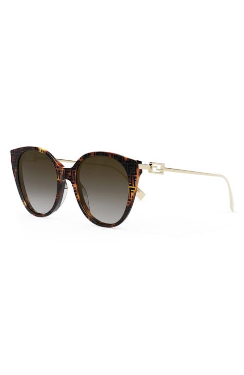 Shop Fendi The  Baguette 54mm Round Sunglasses In Colored Havana/brown Polar