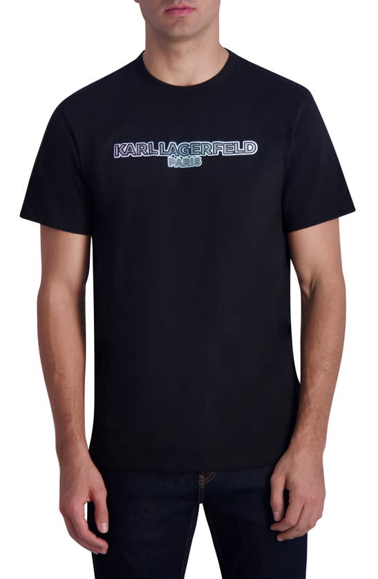Karl Lagerfeld Flocked Logo Cotton Graphic T-shirt In Black
