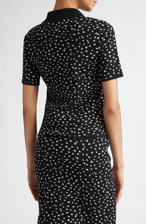 Max Mara Acqua Heart Print Polo Sweater In Black
