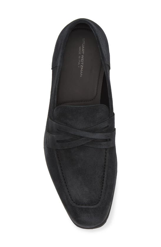 Shop Stuart Weitzman Simon Crisscross Loafer In Off Black