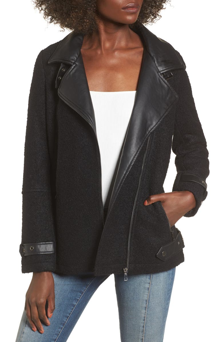 Lira Clothing Crimson Faux Leather Trim Moto Coat Nordstrom