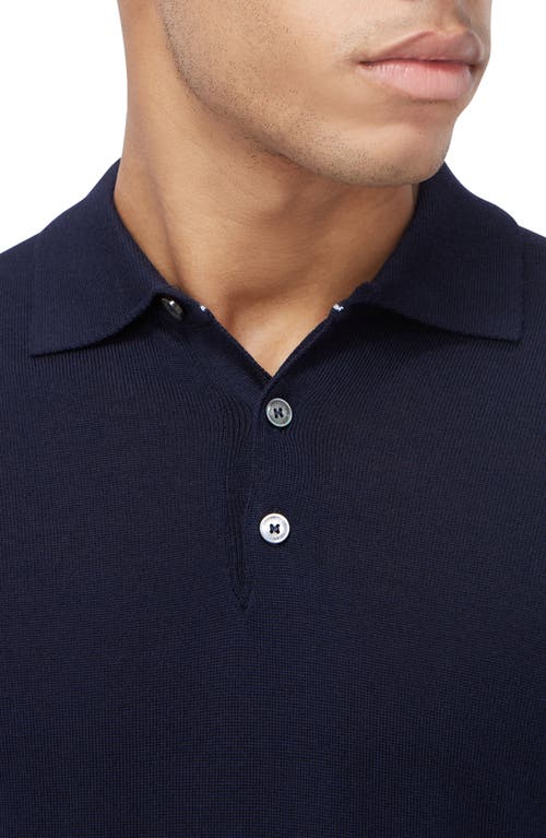 Shop Bugatchi Merino Wool Polo Sweater In Navy