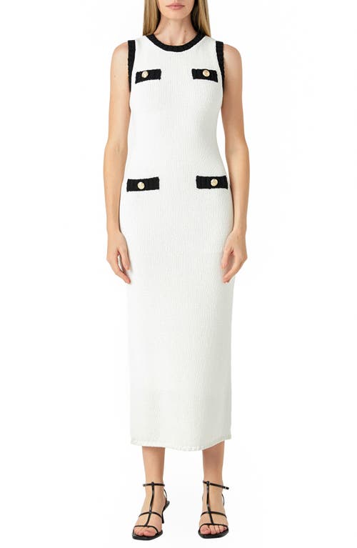 Shop Endless Rose Sleeveless Maxi Sweater Dress In Ivory/black