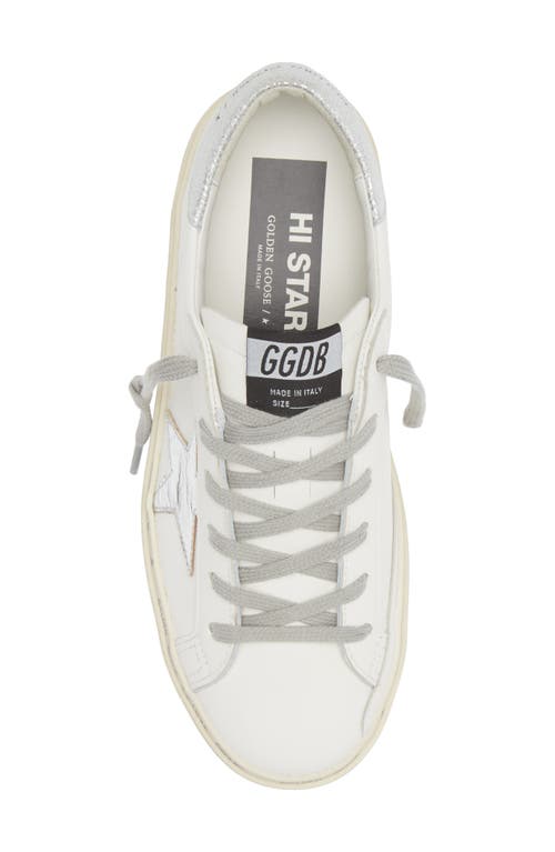 Golden Goose White Leather Hi Star Classic Sneakers In White/silver