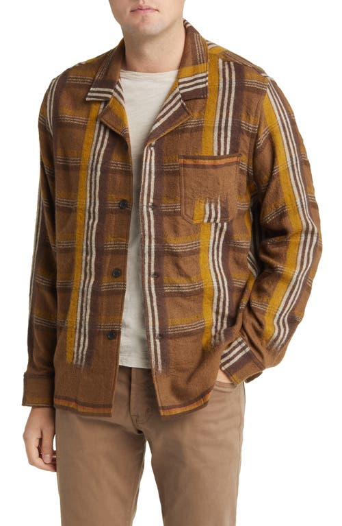 Billy Reid Selvedge Plaid Wool Blend Button-Up Camp Shirt Brown Multi at Nordstrom,