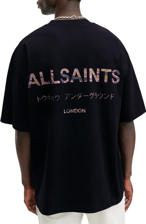 Shop Allsaints Underground Camo Cotton Graphic T-shirt In Jet Black