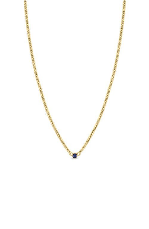 Zoë Chicco Bezel Blue Sapphire Pendant Necklace in Yellow Gold at Nordstrom, Size 16