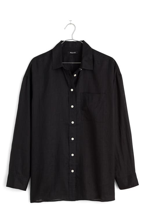 Madewell Stripe Oversize Woven Button-Up Shirt True Black at Nordstrom,