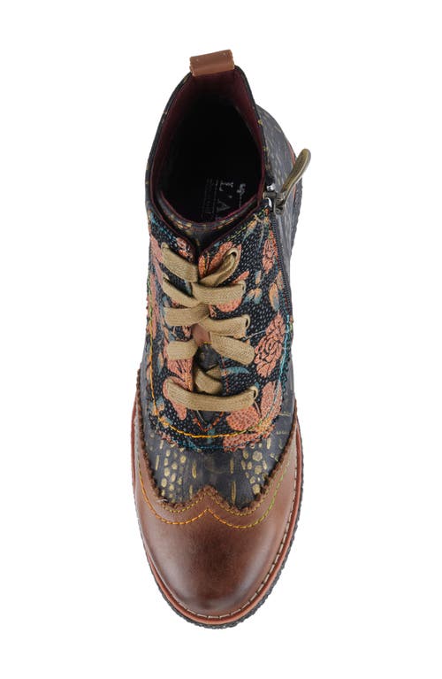 Shop L'artiste By Spring Step Muggianahi Wingtip Lace-up Bootie In Brown Multi