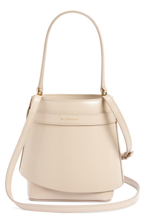 Givenchy Shark Lock Leather Bucket Bag In Natural Beige