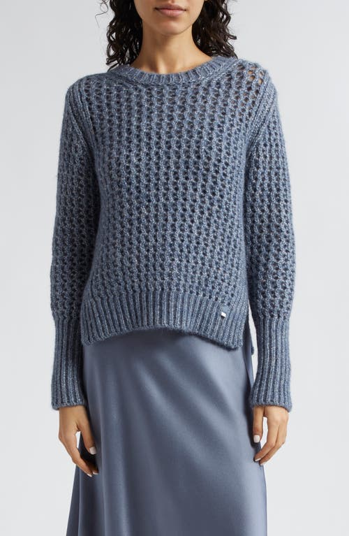 Shop Herno Metallic Alpaca Blend Crewneck Sweater In Denim Blue