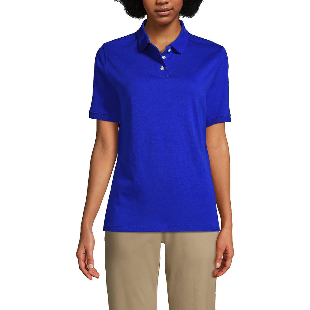 Lands' End School Uniform Short Sleeve Interlock Polo Shirt In Cobalt