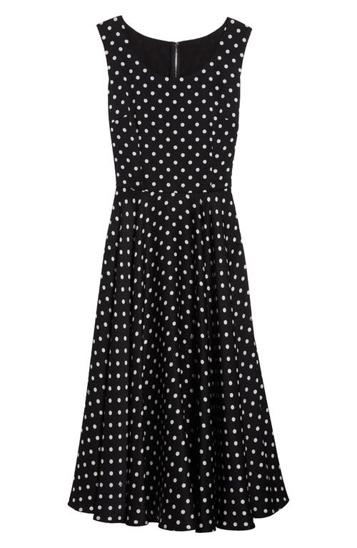 Shop Dolce & Gabbana Dolce&gabbana Polka Dot Sleeveless Cotton Midi Dress In Black/white