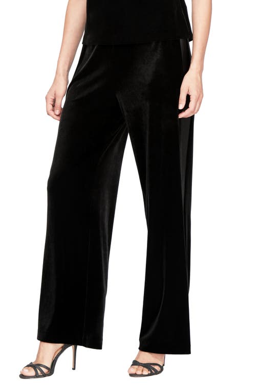 Shop Alex Evenings Tuxedo Stripe Velvet Pants In Black