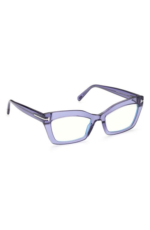 Tom Ford 54mm Cat Eye Blue Light Blocking Glasses In Shiny Bordeaux/grad Bordeaux
