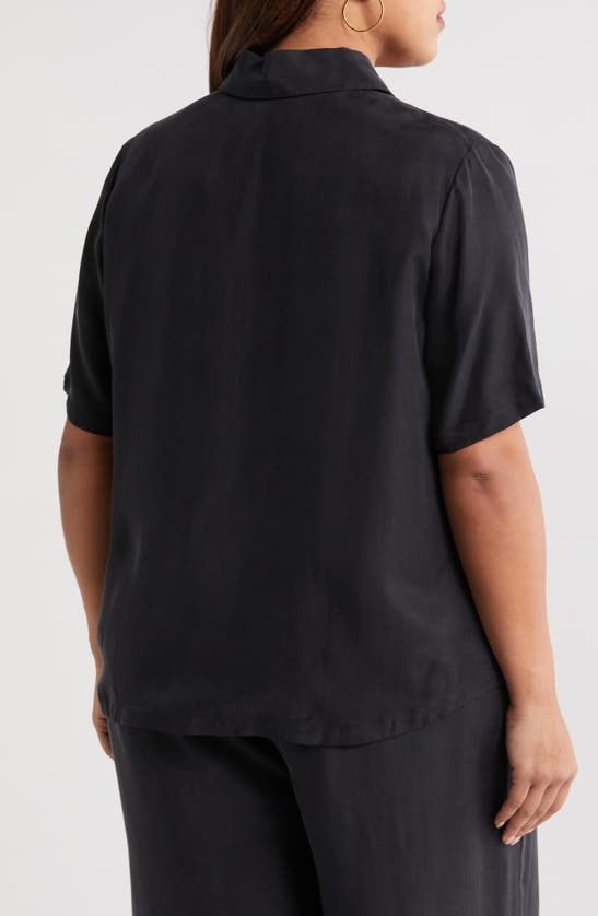 Shop Nordstrom One Pocket Short Sleeve Button-up Shirt In Black