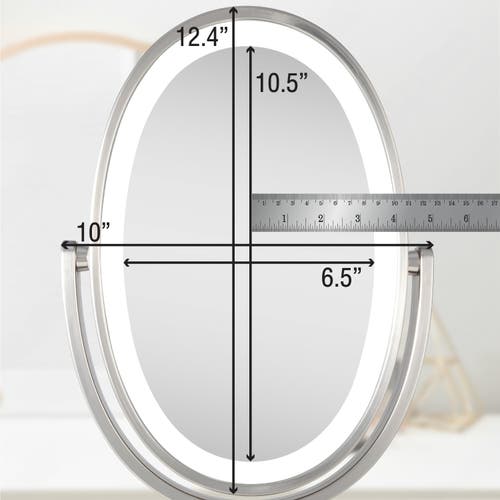 Zadro Newport Lighted Makeup Mirror With 5x/1x Magnification & Touch Pad In Satin Nickel