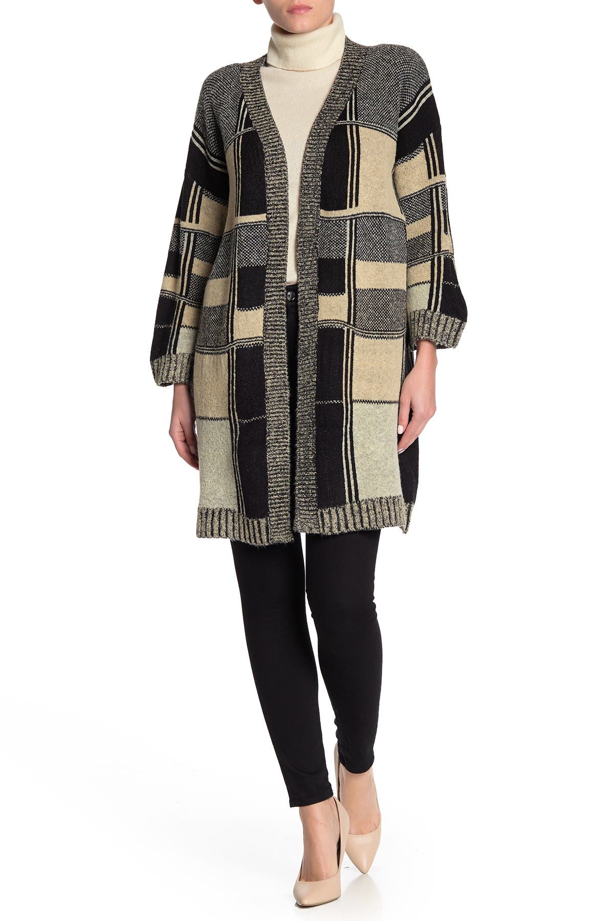 plaid knit cardigan