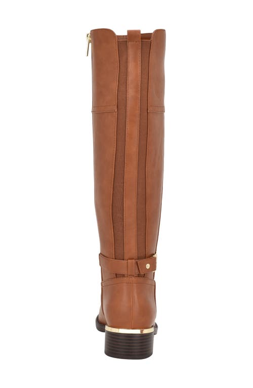 Calvin Klein Women's Daphny Pointy Toe Knee High Block Heel Casual Boots In Luggage