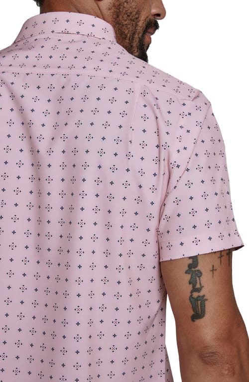 Shop 7 Diamonds Ronin Medallion Print Short Sleeve Performance Button-up Shirt In Rose