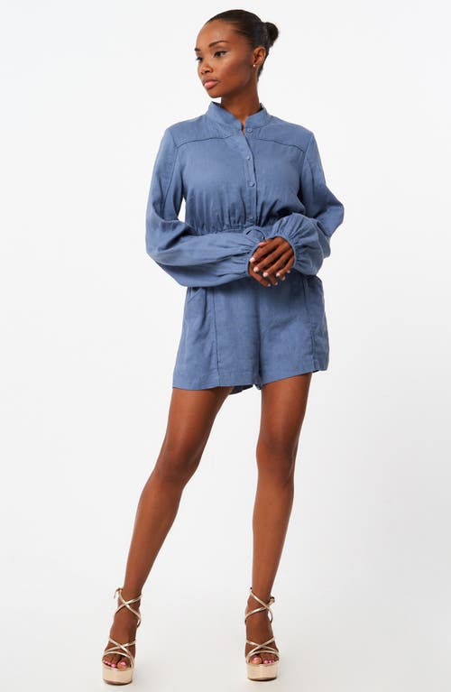 Ciebon Adreanna Belted Long Sleeve Romper In Slate Blue