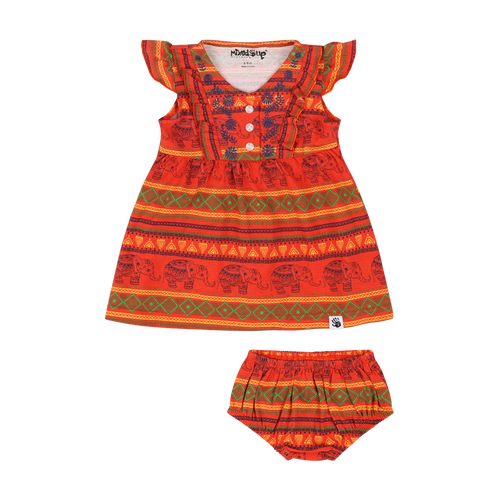 Mixed Up Clothing Baby Vestito Dress Set In Jacquard Stripe