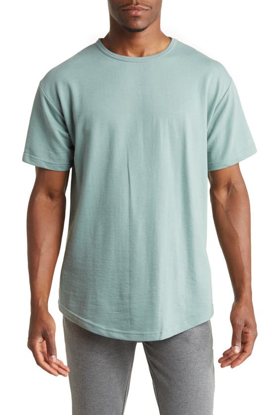 Fleece Factory Long Fashion French Terry T-shirt In V. Teal