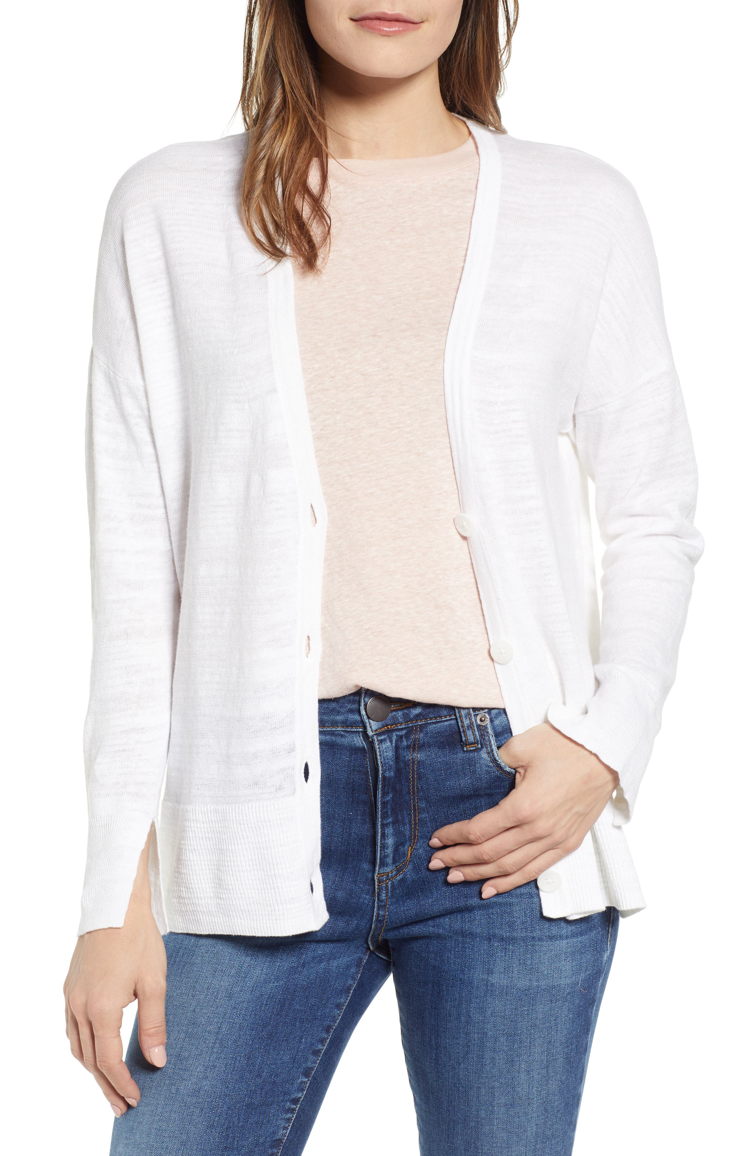 Lou & Grey V-Neck Cardigan, White
